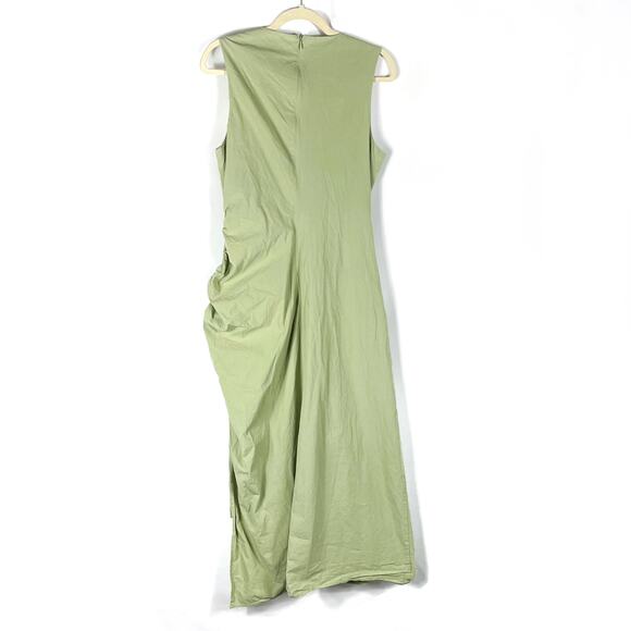 Third Form Drawn Deep Tank Maxi Dress Green Gathered Skirt Side Slit Sz 8 - Picture 12 of 13